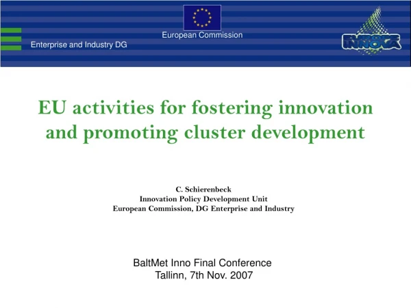 EU activities for fostering innovation and promoting cluster development