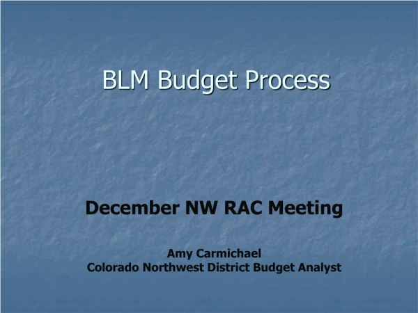 BLM Budget Process