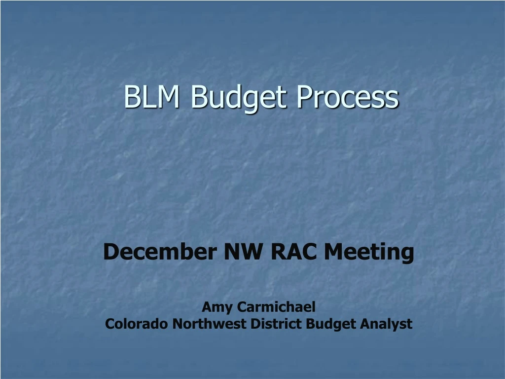 blm budget process