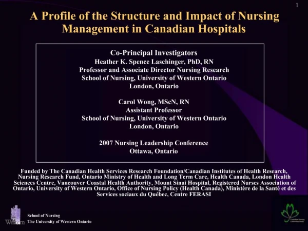 A Profile of the Structure and Impact of Nursing Management in Canadian Hospitals