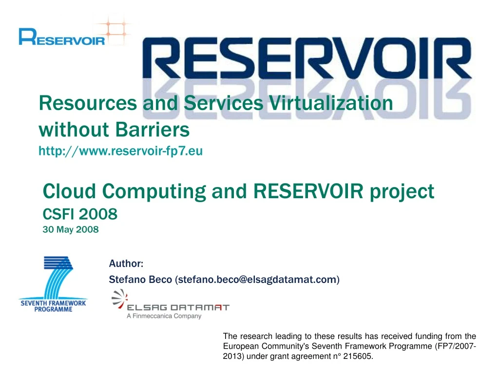 cloud computing and reservoir project csfi 2008 30 may 2008