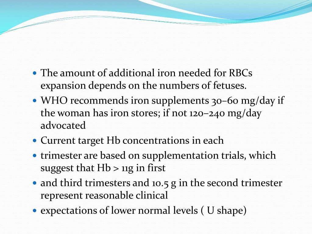 the amount of additional iron needed for rbcs
