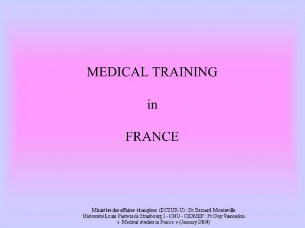 MEDICAL TRAINING in FRANCE
