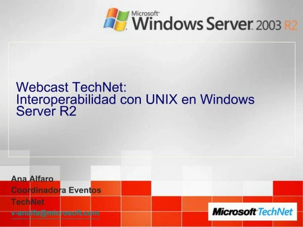 Webcast TechNet: Interoperabilidad con UNIX en Windows Server R2