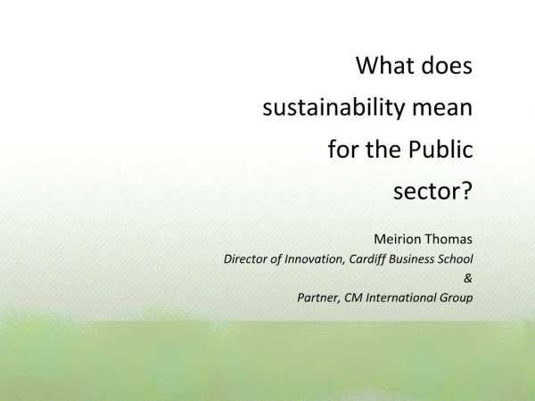 What does sustainability mean for the Public sector