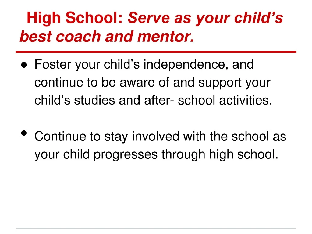 high school serve as your child s best coach and mentor