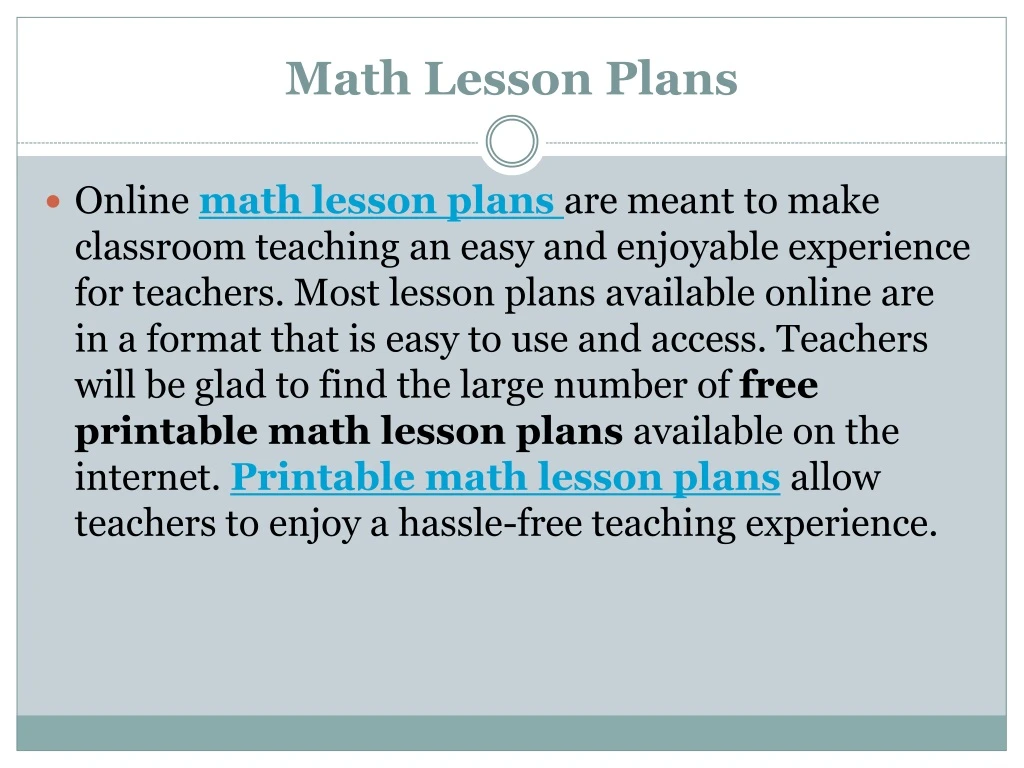 math lesson plans