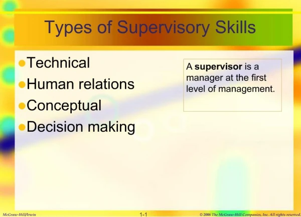 Types of Supervisory Skills
