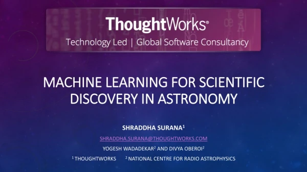 Machine learning for scientific discovery in astronomy