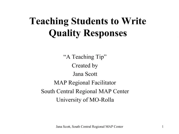 Teaching Students to Write Quality Responses