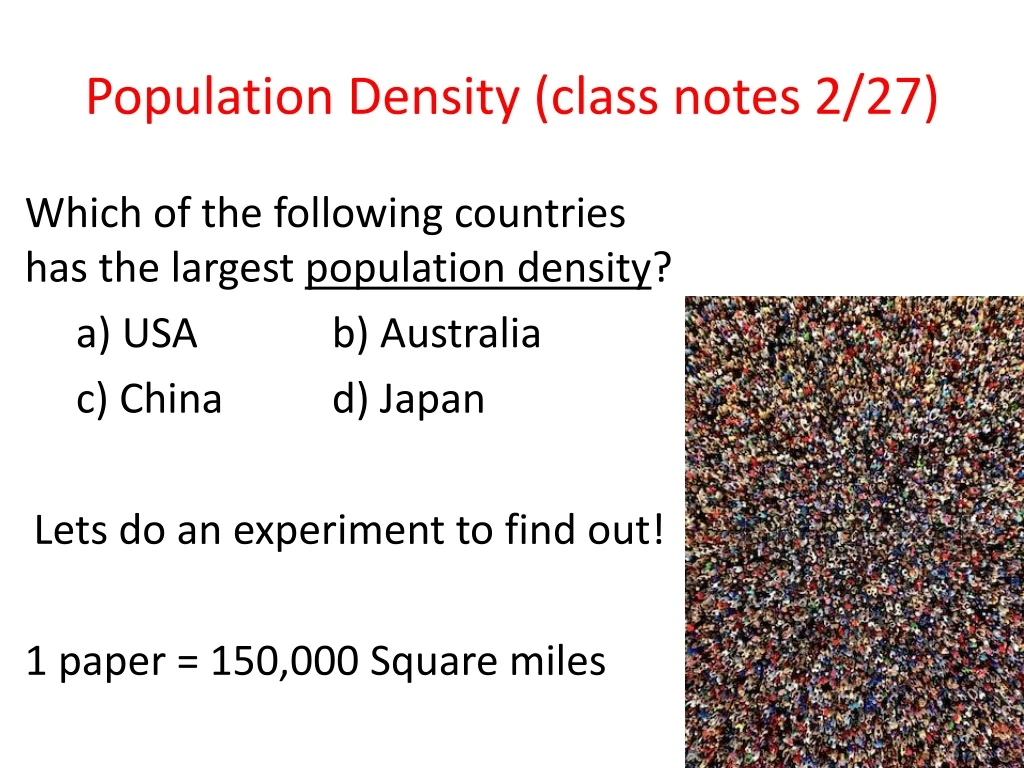 population density class notes 2 27