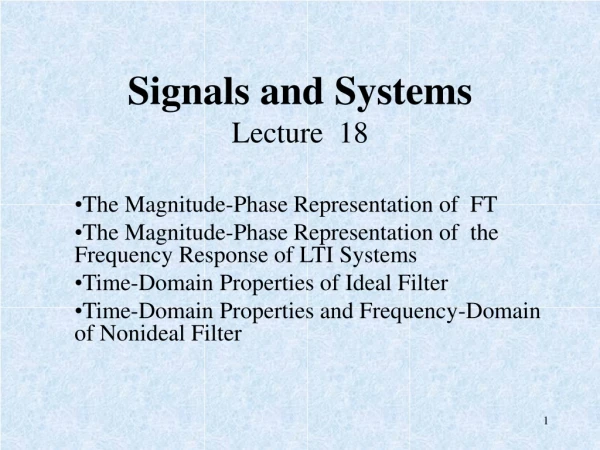 Signals and Systems Lecture 18