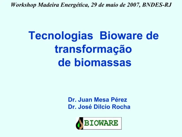 Tecnologias Bioware de transforma o de biomassas