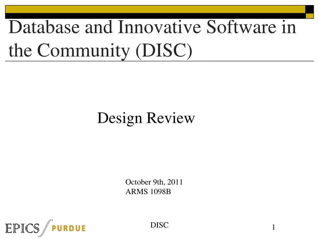 database and innovative software in the community disc