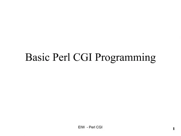 Basic Perl CGI Programming
