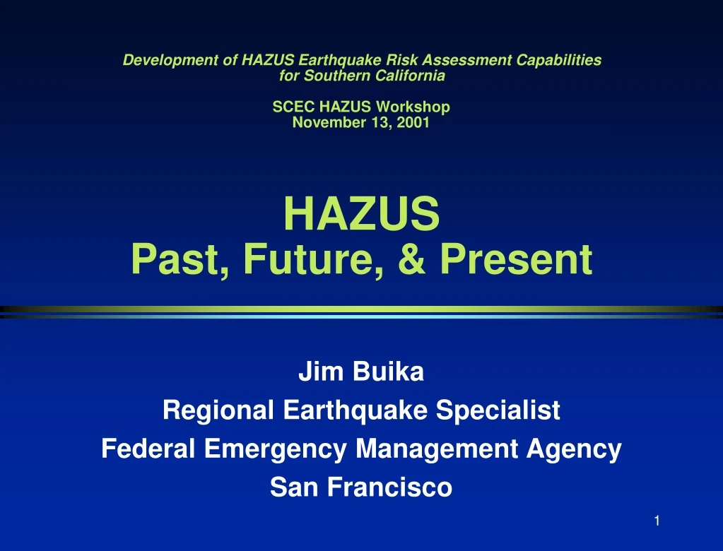 jim buika regional earthquake specialist federal emergency management agency san francisco