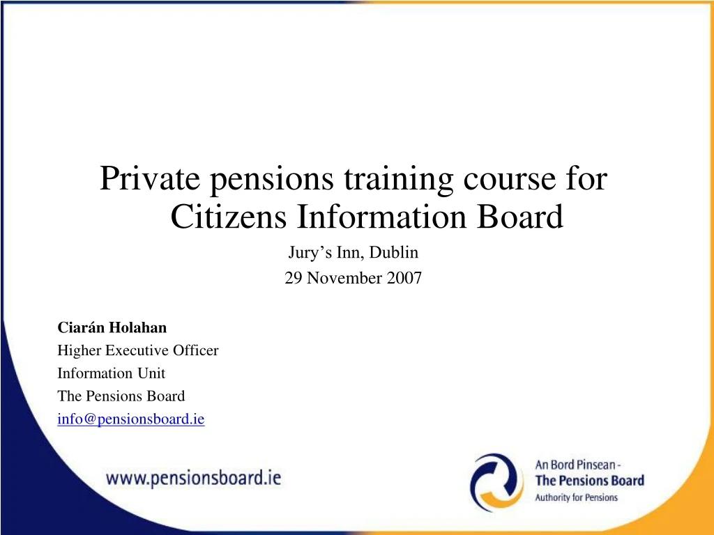 private pensions training course for citizens