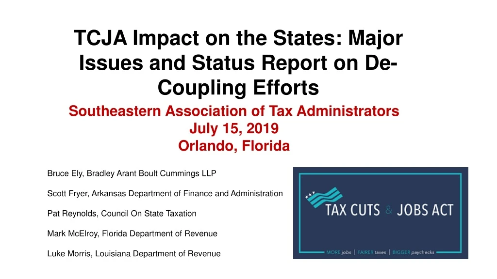 tcja impact on the states major issues and status report on de coupling efforts