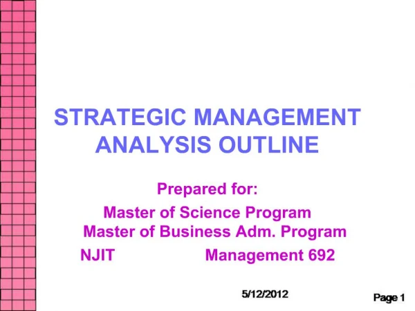 STRATEGIC MANAGEMENT ANALYSIS OUTLINE