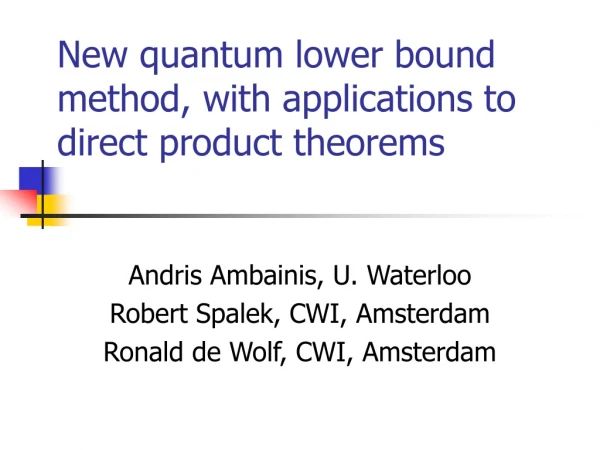 New quantum lower bound method, with applications to direct product theorems