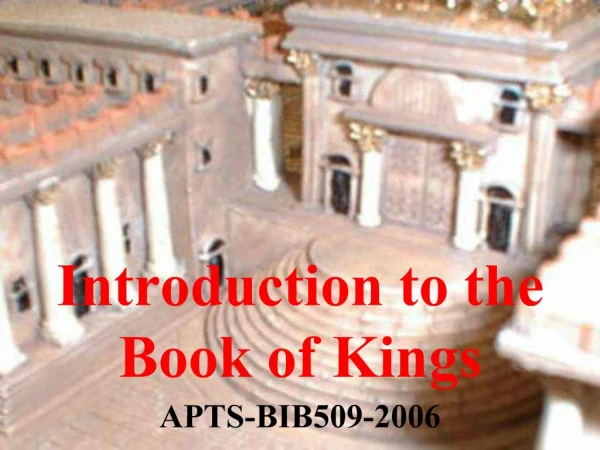 Introduction to the Book of Kings
