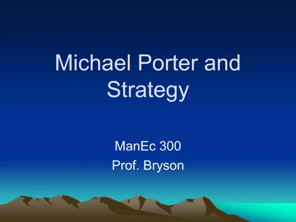 Michael Porter and Strategy