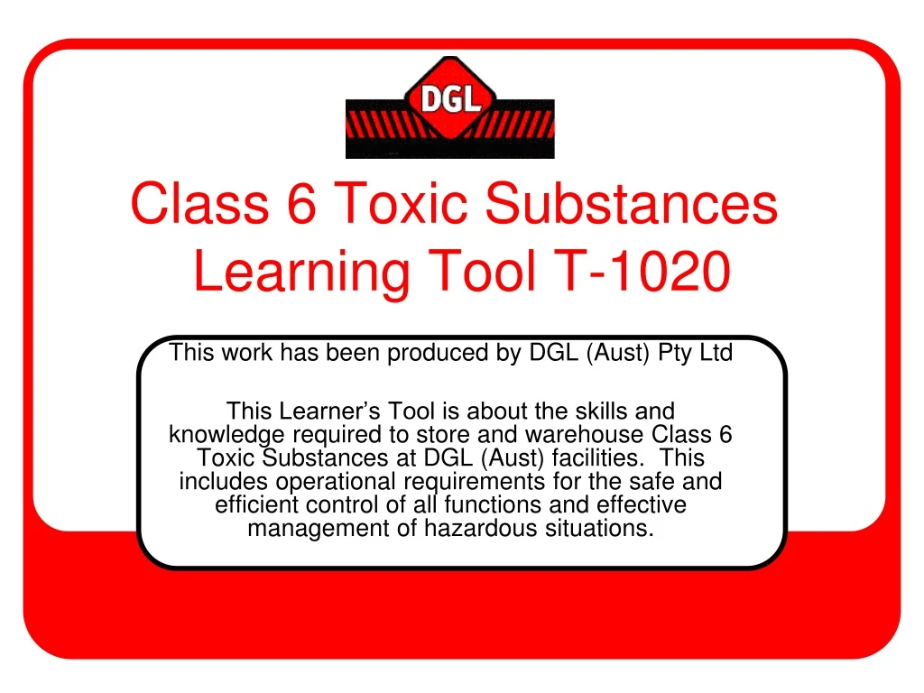 class 6 toxic substances learning tool t 1020