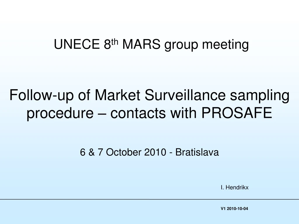 unece 8 th mars group meeting follow up of market