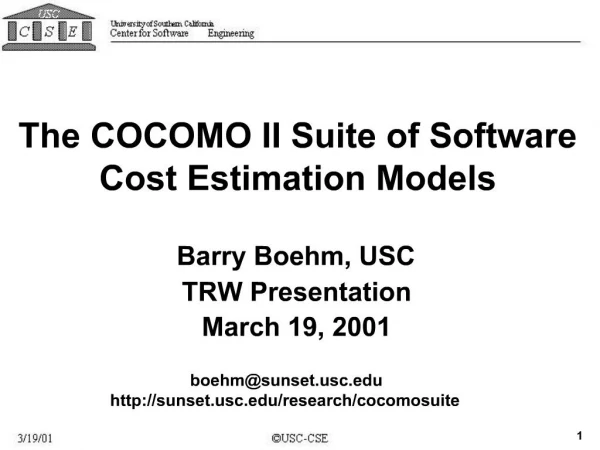 The COCOMO II Suite of Software Cost Estimation Models