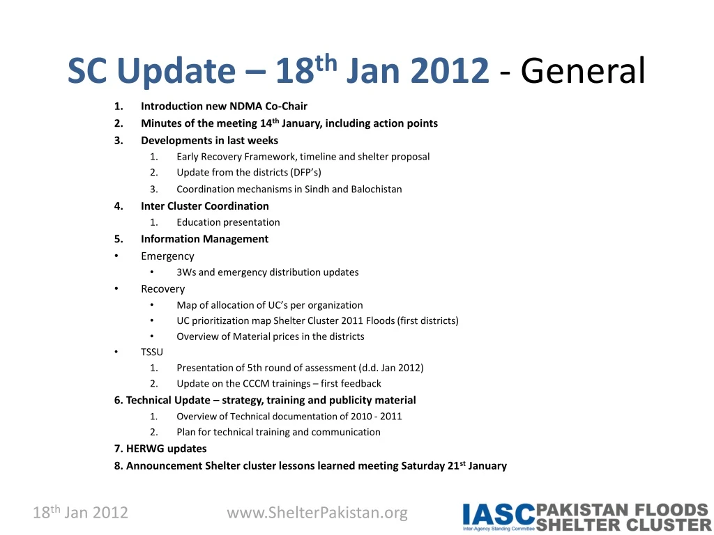 sc update 18 th jan 2012 general