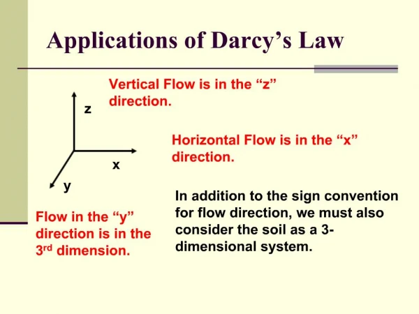 Applications of Darcy s Law