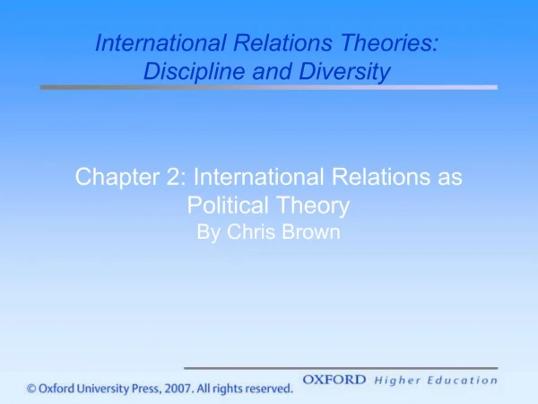 Chapter 2: International Relations as Political Theory By Chris Brown