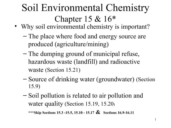 Soil Environmental Chemistry Chapter 15 16