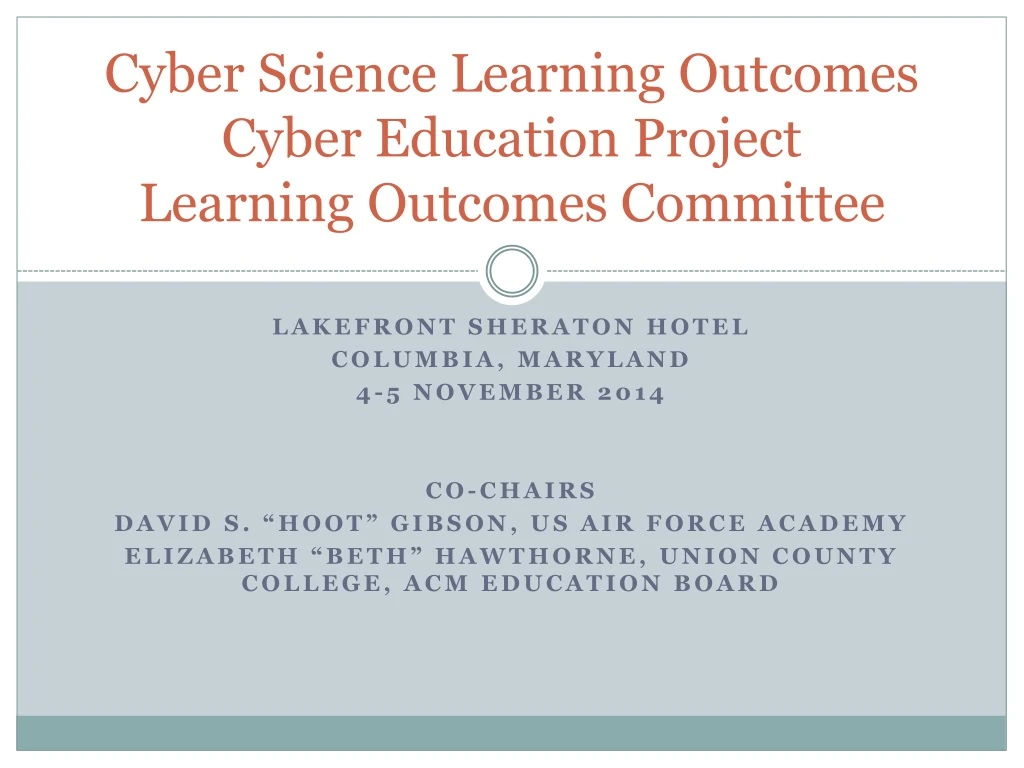 cyber science learning outcomes cyber education project learning outcomes committee