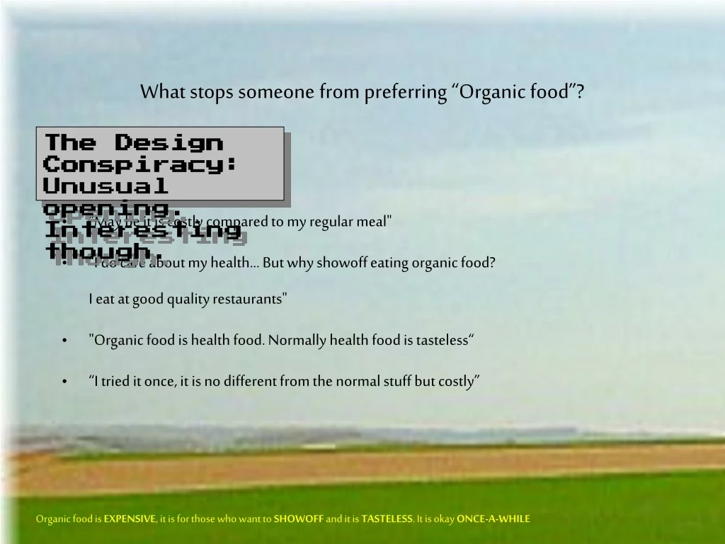 what stops someone from preferring organic food