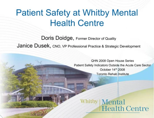 Patient Safety at Whitby Mental Health Centre