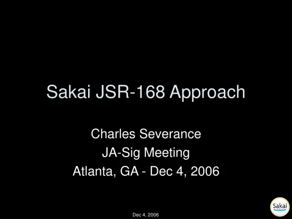 Sakai JSR-168 Approach