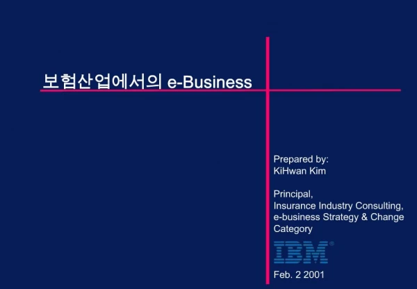Prepared by: KiHwan Kim Principal, Insurance Industry Consulting, e-business Strategy Change Category Feb. 2 2001