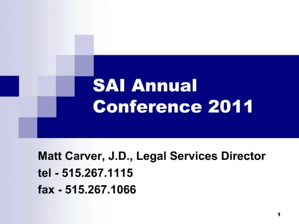 SAI Annual Conference 2011