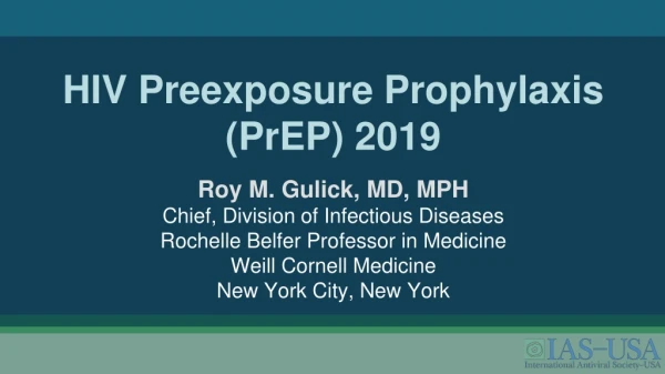 HIV Preexposure Prophylaxis ( PrEP ) 2019