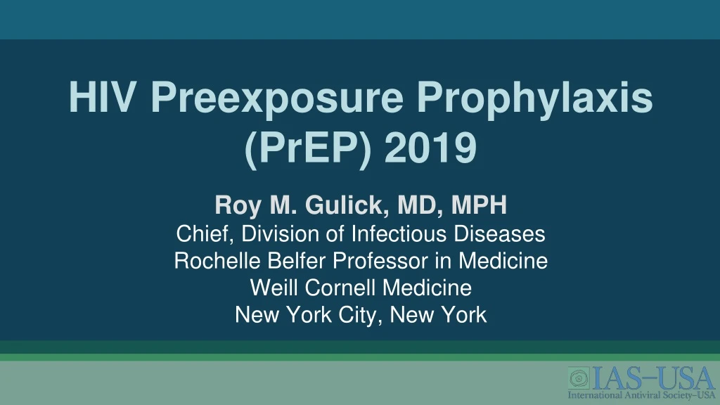 hiv preexposure prophylaxis prep 2019
