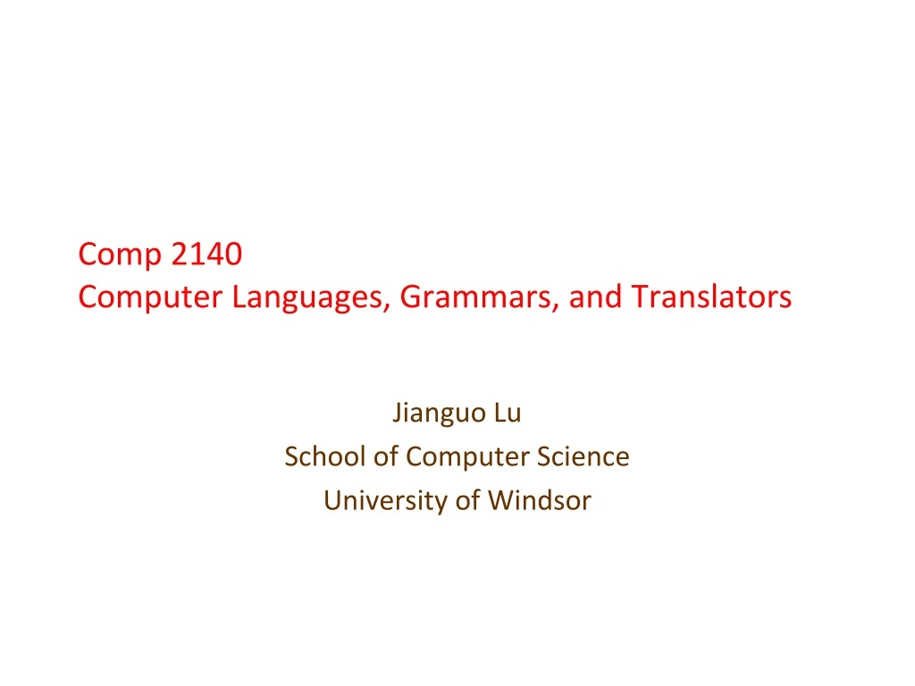 comp 2140 computer languages grammars and translators