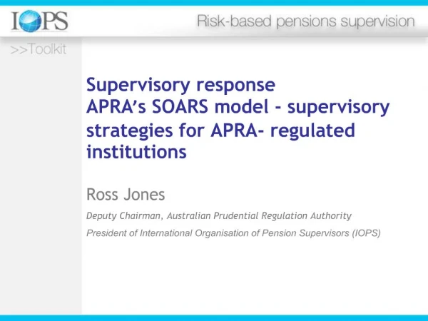 Supervisory response APRA s SOARS model - supervisory strategies for APRA- regulated institutions