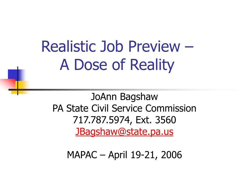 realistic job preview a dose of reality