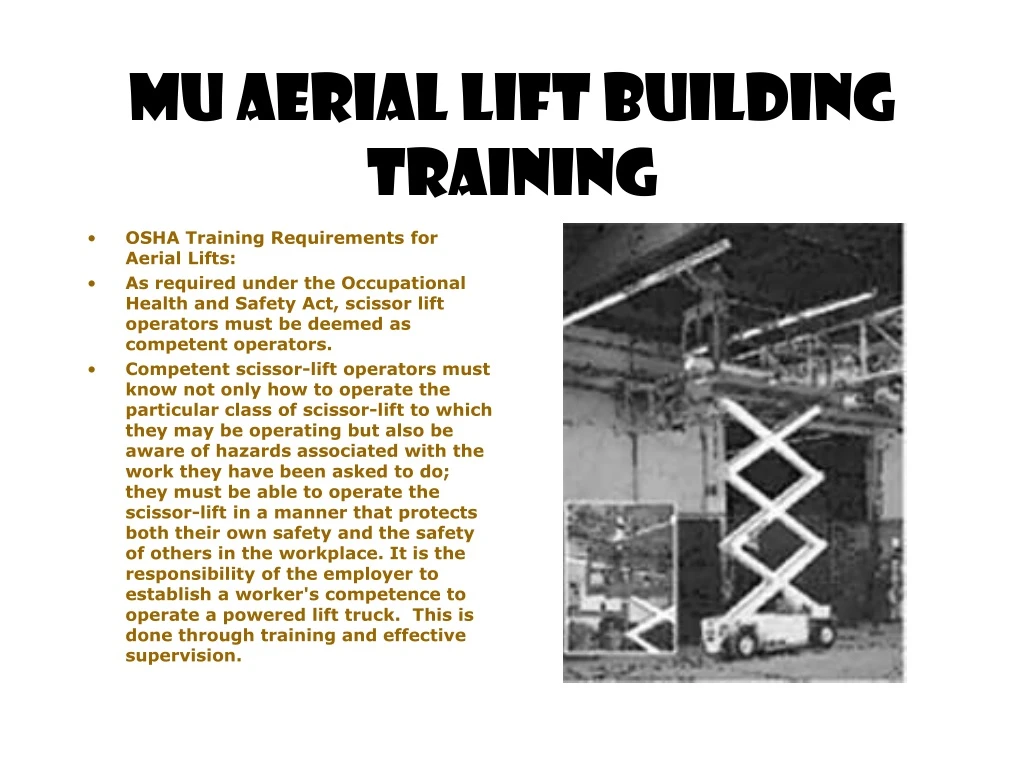 mu aerial lift building training