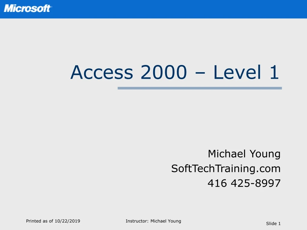 access 2000 level 1