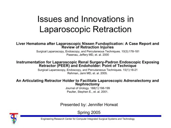 Issues and Innovations in Laparoscopic Retraction