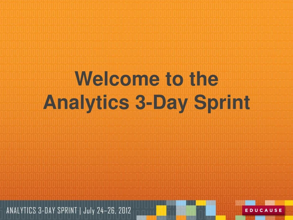 welcome to the analytics 3 day sprint