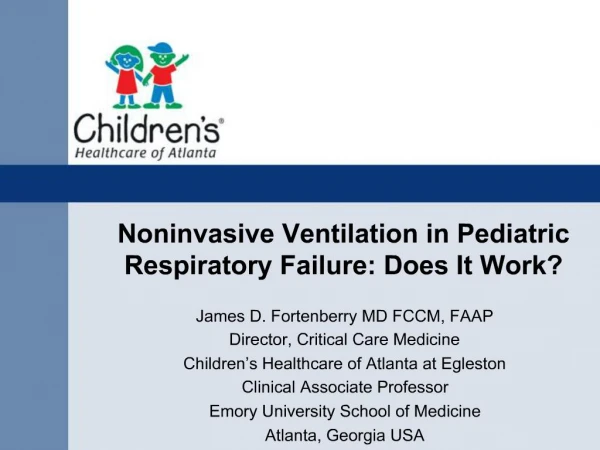 Noninvasive Ventilation in Pediatric Respiratory Failure: Does It Work