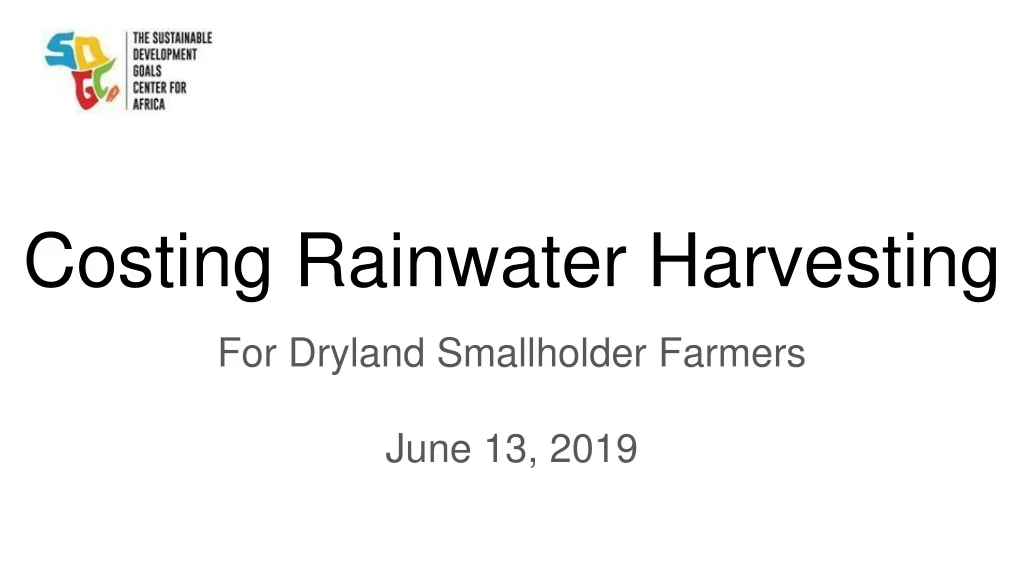 costing rainwater harvesting